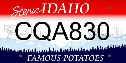 CQA830 Idaho License Plate