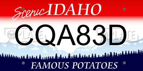 CQA83D Idaho License Plate