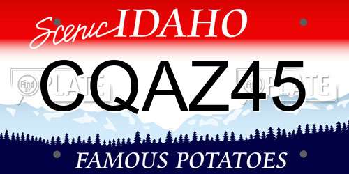 CQAZ45 Idaho License Plate