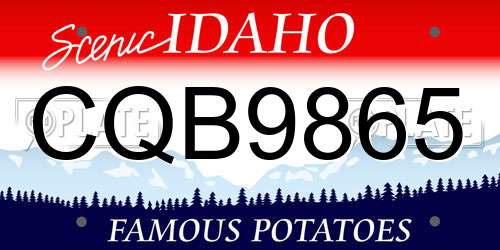 CQB9865 Idaho License Plate