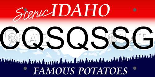CQSQSSG Idaho License Plate