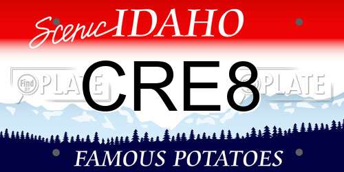 CRE8 Idaho License Plate
