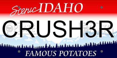 CRUSH3R Idaho License Plate