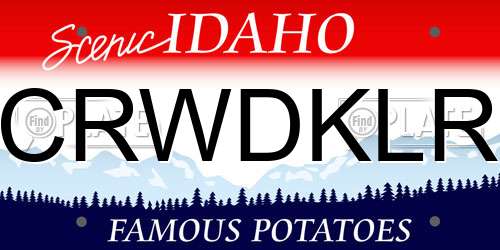 CRWDKLR Idaho License Plate