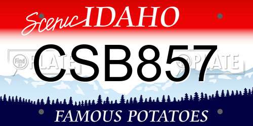 CSB857 Idaho License Plate