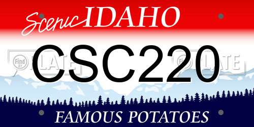 CSC220 Idaho License Plate