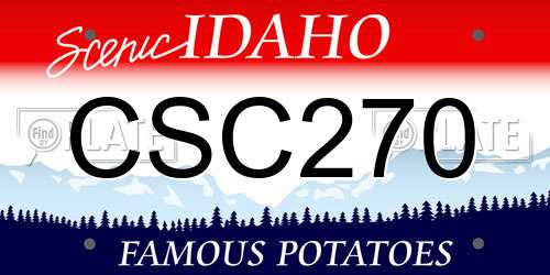 CSC270 Idaho License Plate