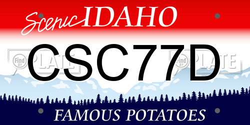 CSC77D Idaho License Plate