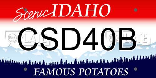 CSD40B Idaho License Plate