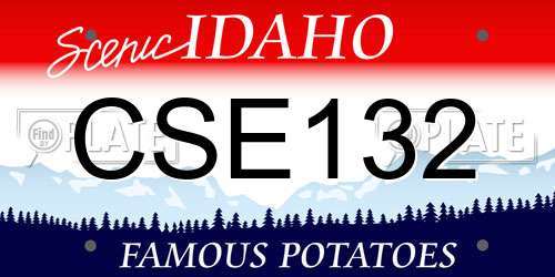 CSE132 Idaho License Plate