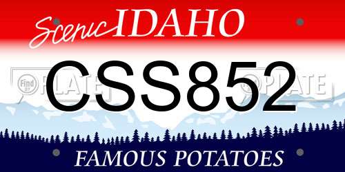 CSS852 Idaho License Plate