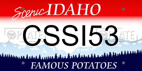 CSSI53 Idaho License Plate