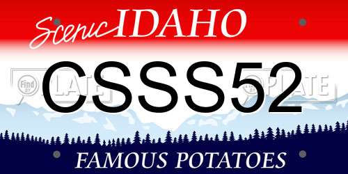CSSS52 Idaho License Plate