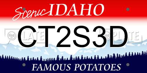 CT2S3D Idaho License Plate