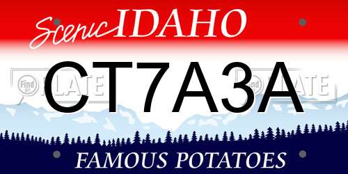 CT7A3A Idaho License Plate