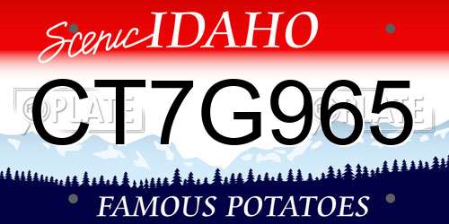 CT7G965 Idaho License Plate
