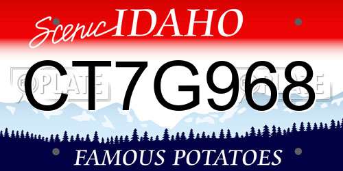 CT7G968 Idaho License Plate