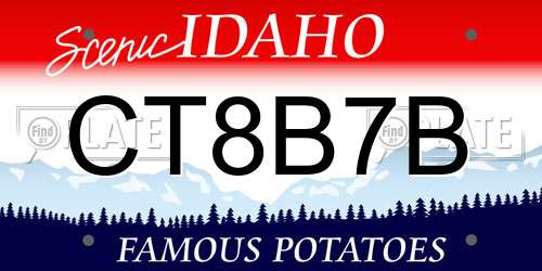CT8B7B Idaho License Plate