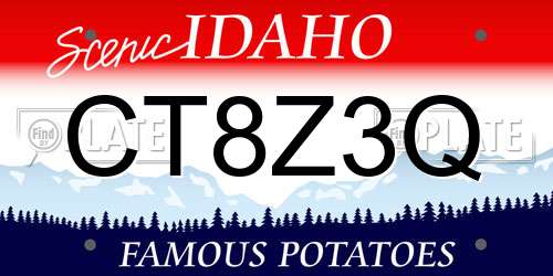 CT8Z3Q Idaho License Plate
