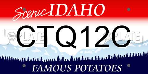 CTQ12C Idaho License Plate