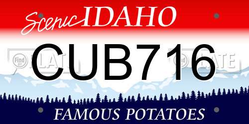 CUB716 Idaho License Plate