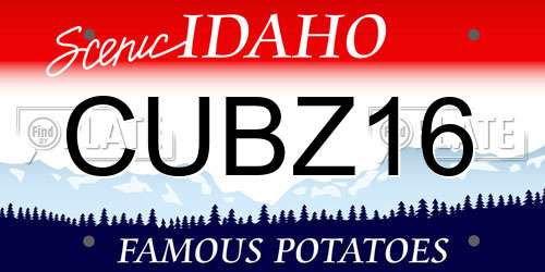 CUBZ16 Idaho License Plate