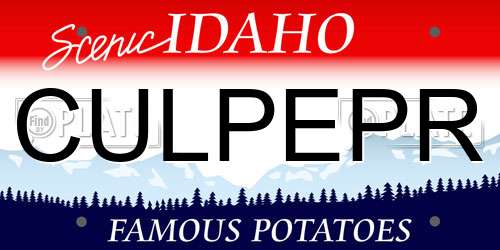 CULPEPR Idaho License Plate