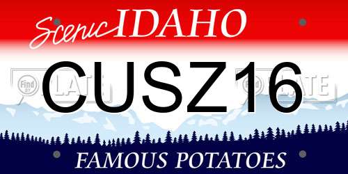 CUSZ16 Idaho License Plate