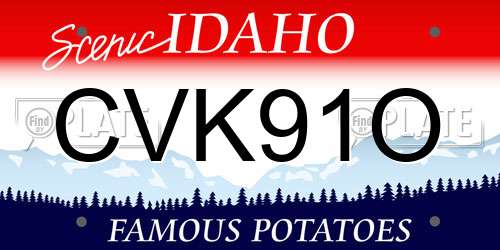 CVK91O Idaho License Plate