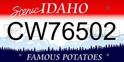 CW76502 Idaho License Plate