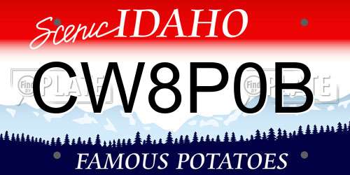 CW8P0B Idaho License Plate