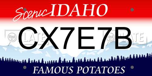 CX7E7B Idaho License Plate