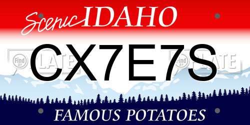 CX7E7S Idaho License Plate