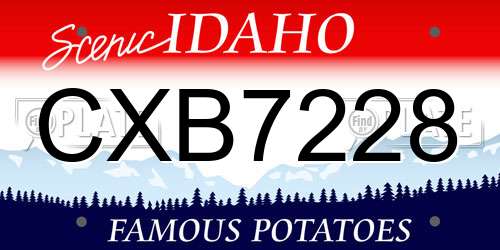 CXB7228 Idaho License Plate