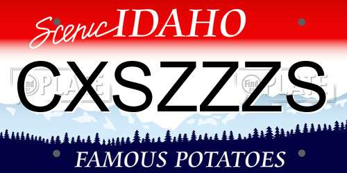CXSZZZS Idaho License Plate