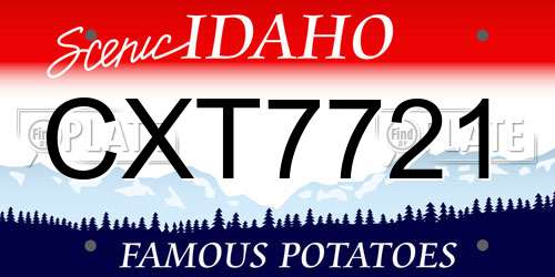 CXT7721 Idaho License Plate