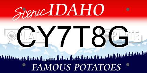 CY7T8G Idaho License Plate