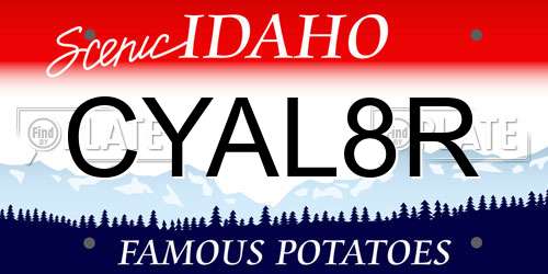 CYAL8R Idaho License Plate