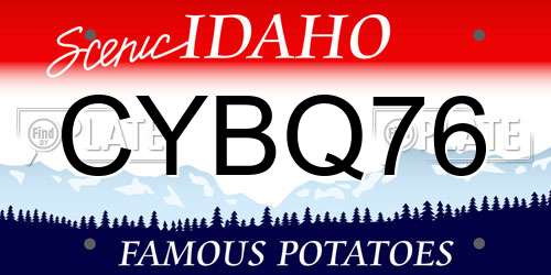 CYBQ76 Idaho License Plate