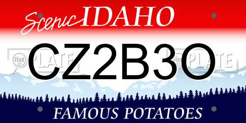 CZ2B3O Idaho License Plate