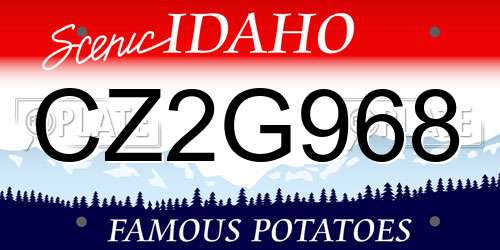 CZ2G968 Idaho License Plate