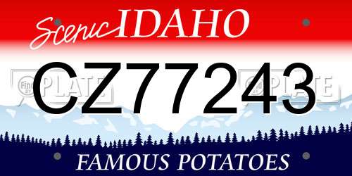 CZ77243 Idaho License Plate