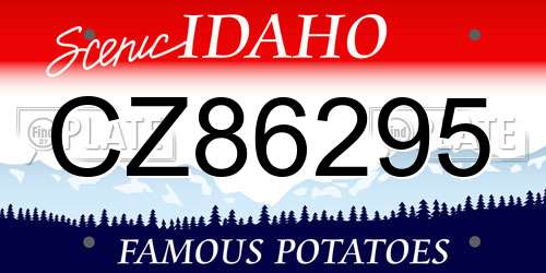 CZ86295 Idaho License Plate
