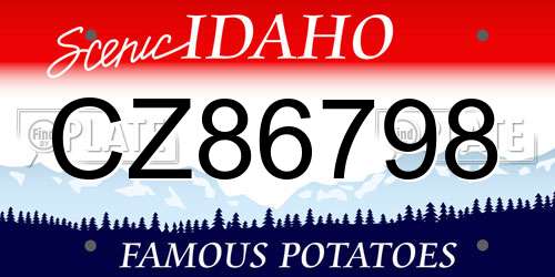 CZ86798 Idaho License Plate