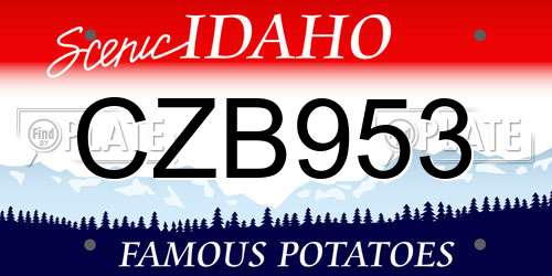 CZB953 Idaho License Plate