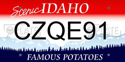 CZQE91 Idaho License Plate