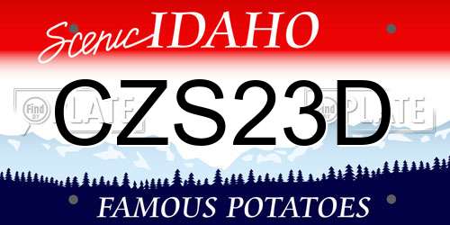 CZS23D Idaho License Plate