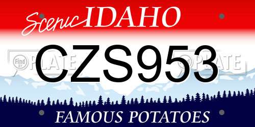CZS953 Idaho License Plate