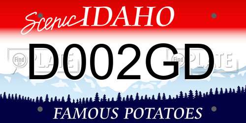 D002GD Idaho License Plate