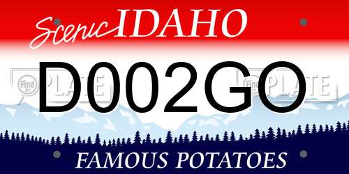D002GO Idaho License Plate